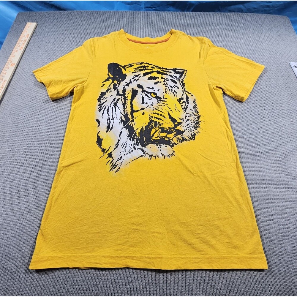 VTG Circo Boys XL (16-18) Yellow Tiger Graphic Cotton Crew Neck T-Shirt